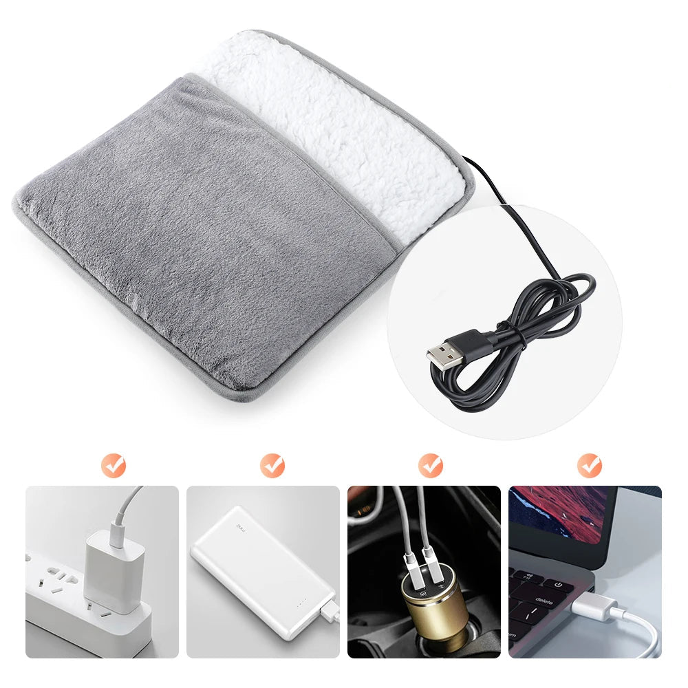 Chaussons Bouillotte USB – Chauffe-Pieds Doux & Lavables
