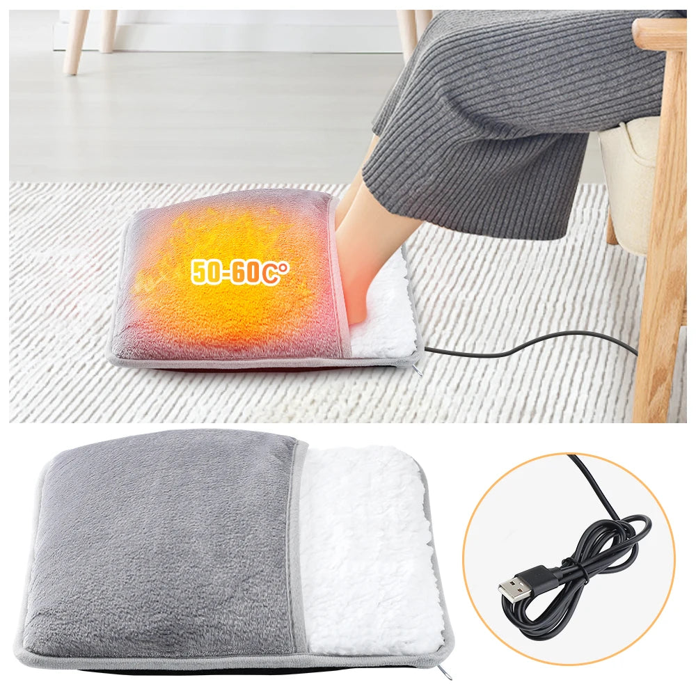 Chaussons Bouillotte USB – Chauffe-Pieds Doux & Lavables