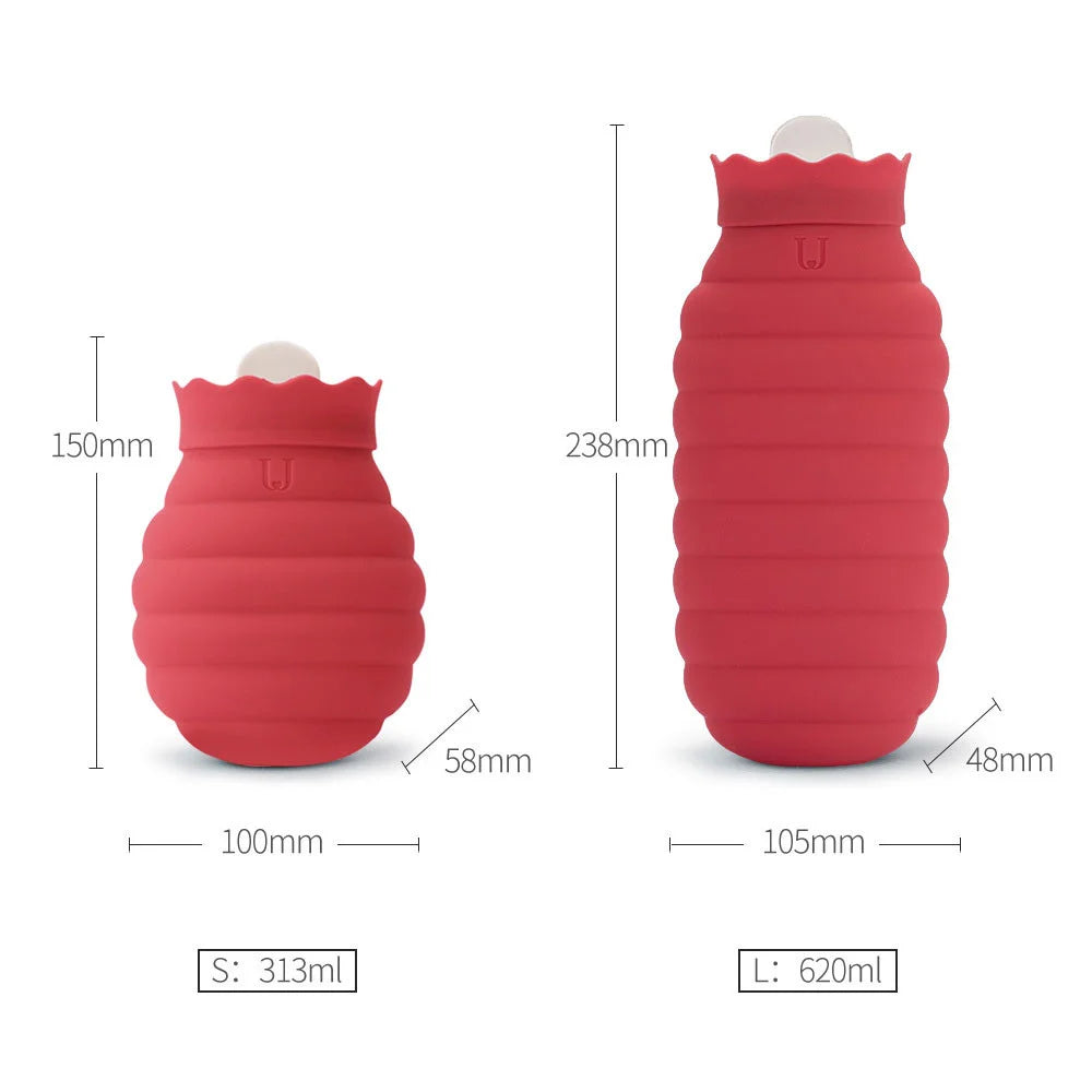 Bouillotte main 320ML – Portable & Réutilisable, Housse Silicone