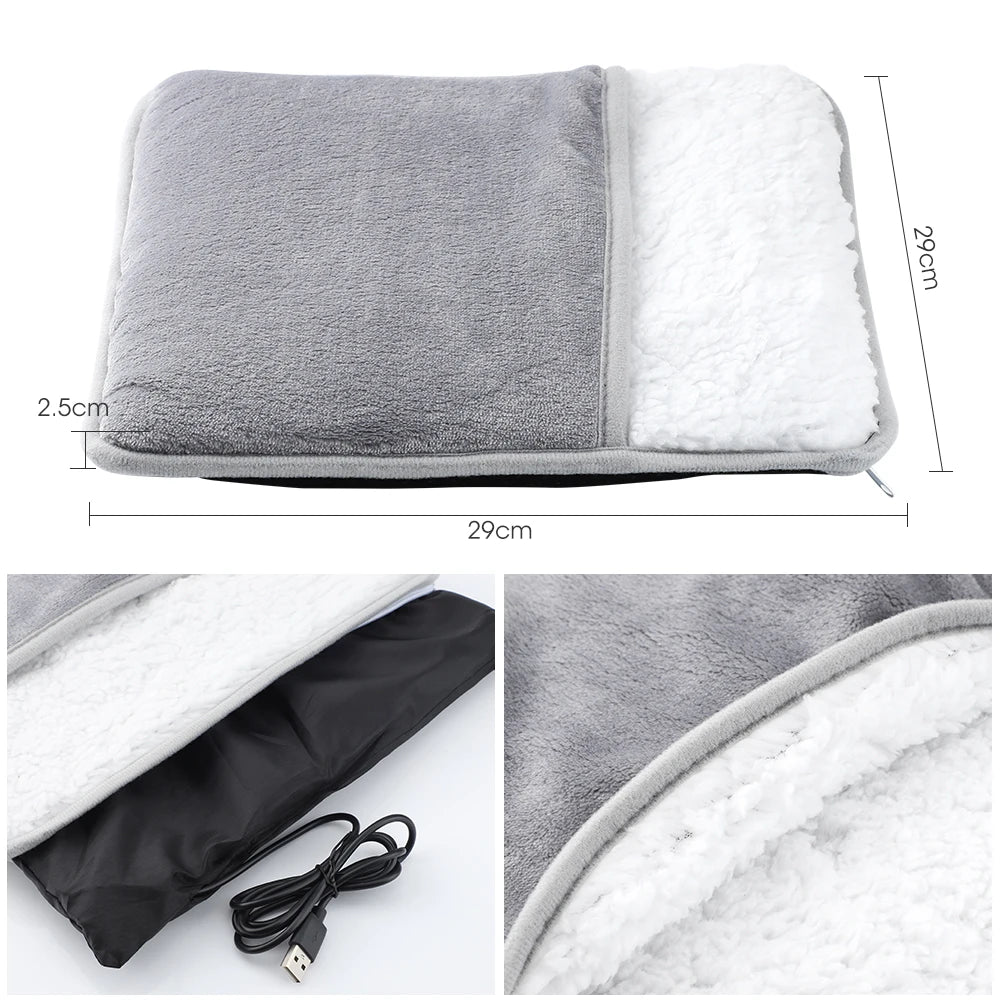 Chaussons Bouillotte USB – Chauffe-Pieds Doux & Lavables